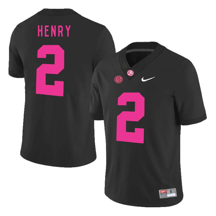Alabama Crimson Tide 2 Derrick Henry Black 2018 Breast Cancer Awareness College Football Jersey DingZhi